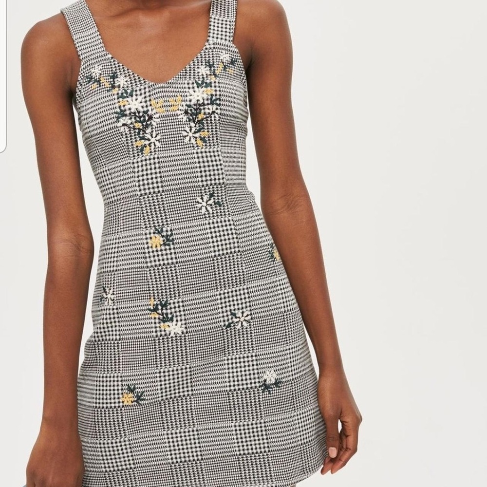 Topshop Black and White Gingham Mini Dress